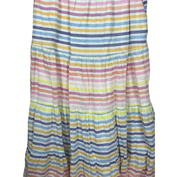 Banjanan Agatha Maxi Skirt Small White Candy Stripe‎ Boho Tiered Resort Wear - Picture 4 of 15
